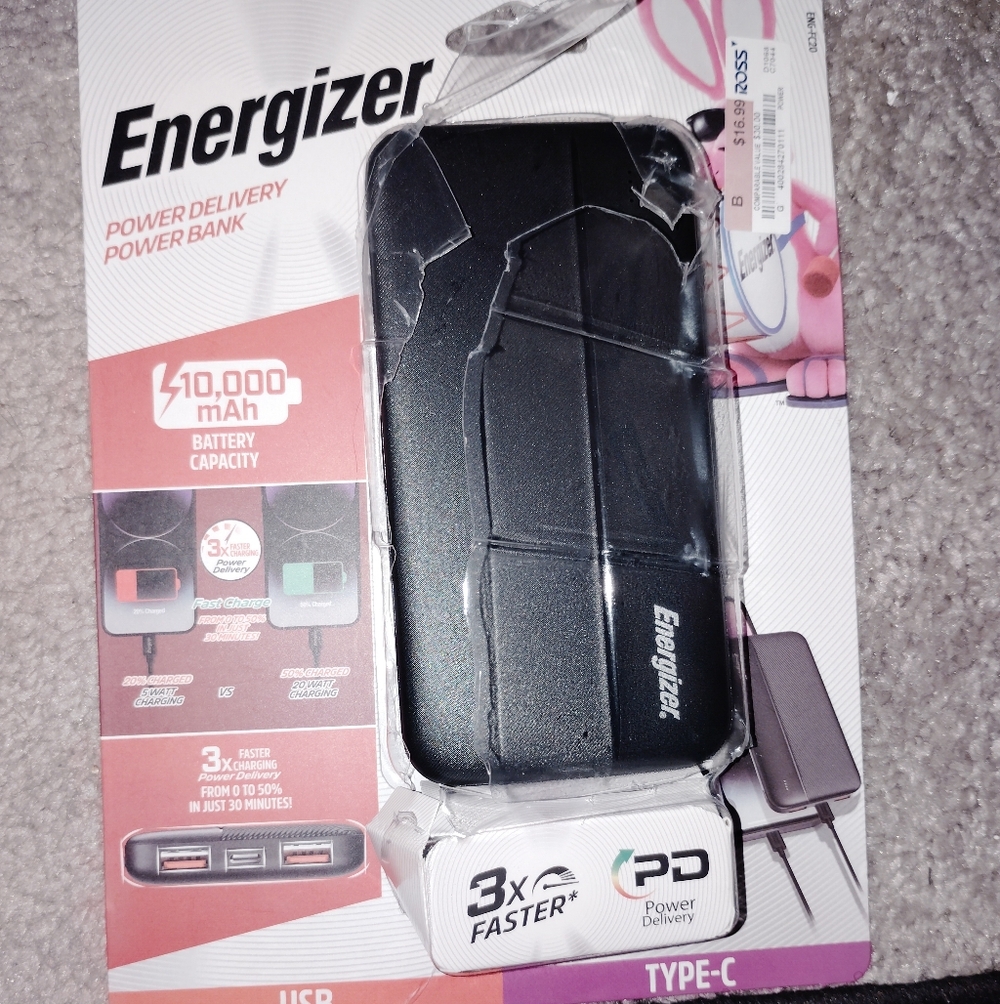 10,000mAh Black Power Bank with Power Delivery (Type-C)